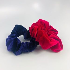 Two Washable Pink and Purple Velvet Scrunchies